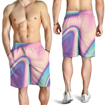 Pink And Teal Holographic Print Men's Shorts
