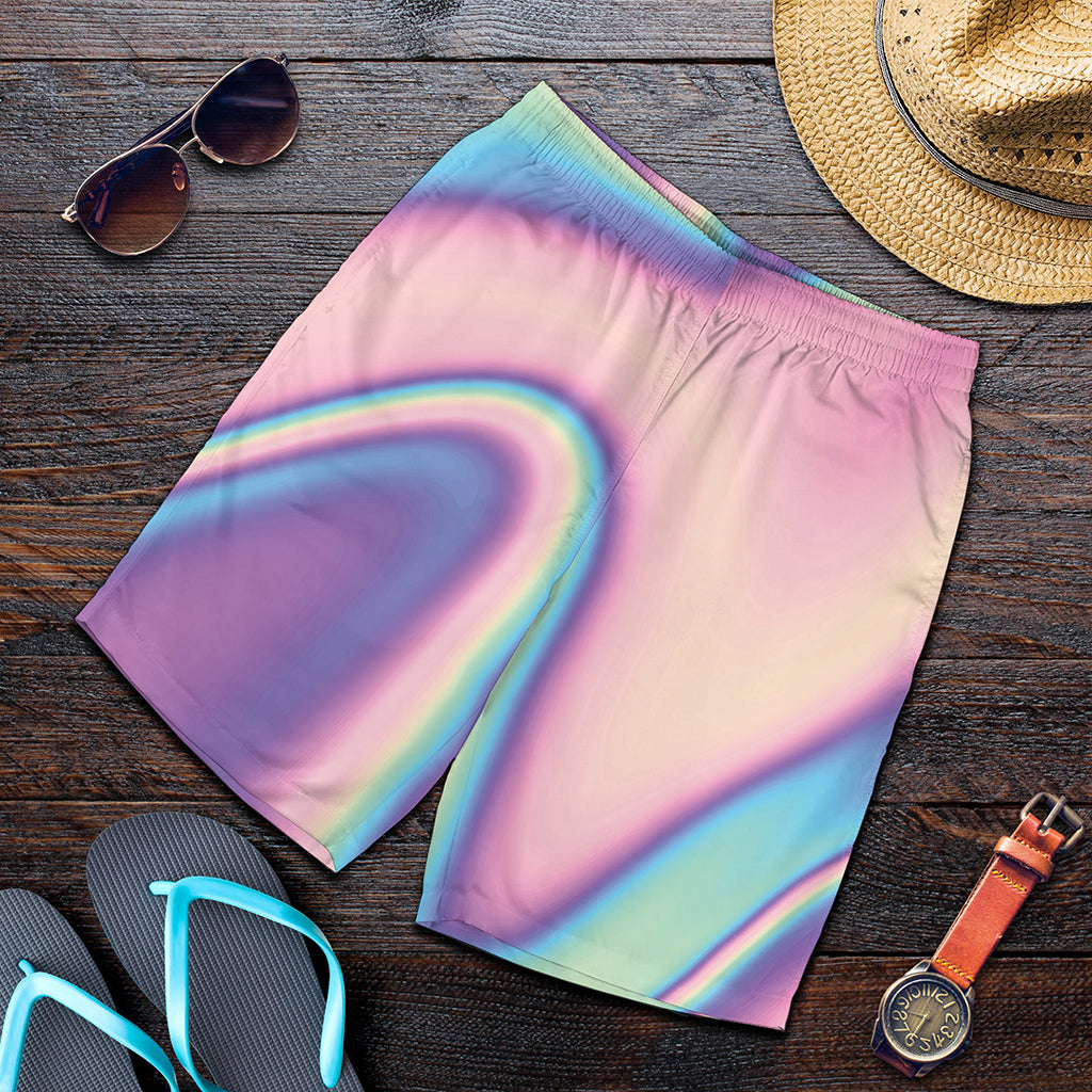 Pink And Teal Holographic Print Men's Shorts