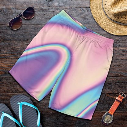 Pink And Teal Holographic Print Men's Shorts