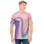Pink And Teal Holographic Print Men's T-Shirt