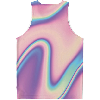 Pink And Teal Holographic Print Men's Tank Top