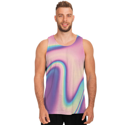 Pink And Teal Holographic Print Men's Tank Top
