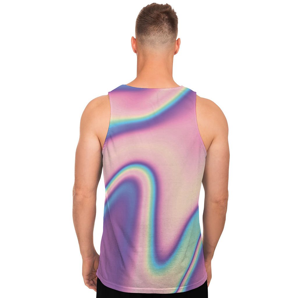 Pink And Teal Holographic Print Men's Tank Top
