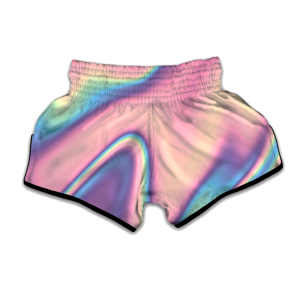 Pink And Teal Holographic Print Muay Thai Boxing Shorts