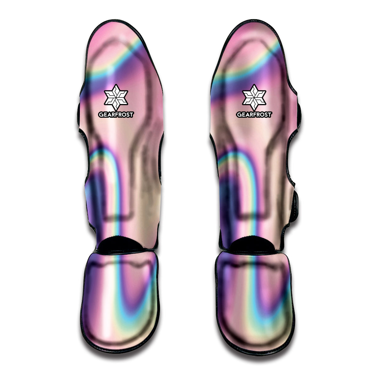 Pink And Teal Holographic Print Muay Thai Shin Guard