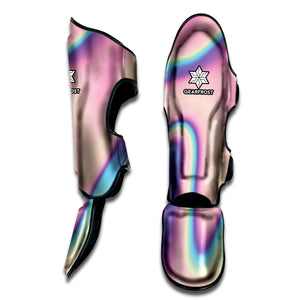 Pink And Teal Holographic Print Muay Thai Shin Guard