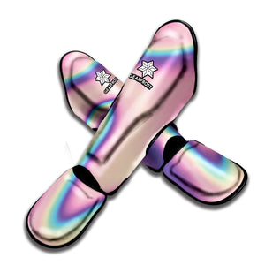 Pink And Teal Holographic Print Muay Thai Shin Guard