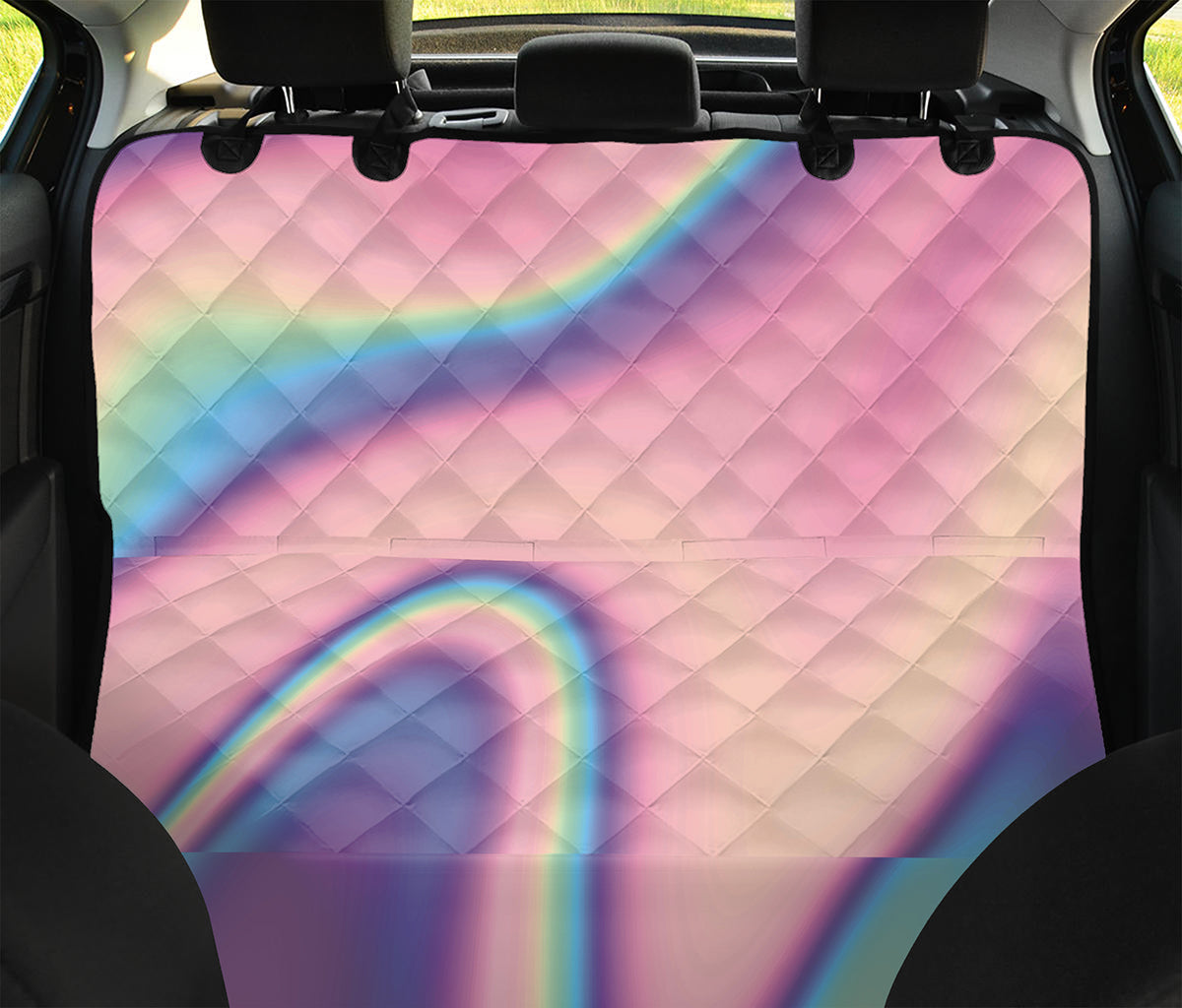 Pink And Teal Holographic Print Pet Car Back Seat Cover