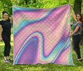 Pink And Teal Holographic Print Quilt