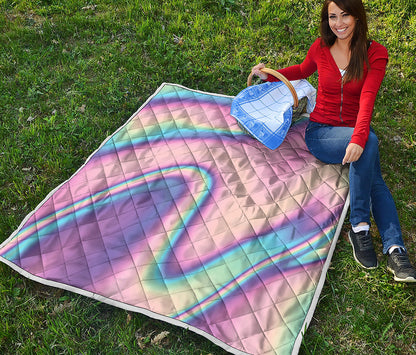 Pink And Teal Holographic Print Quilt