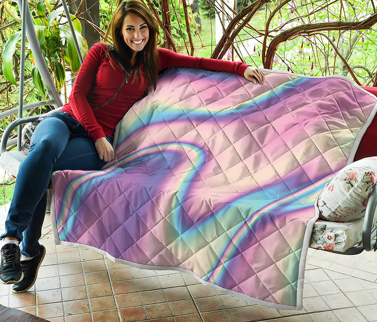 Pink And Teal Holographic Print Quilt