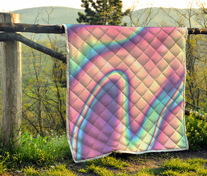 Pink And Teal Holographic Print Quilt