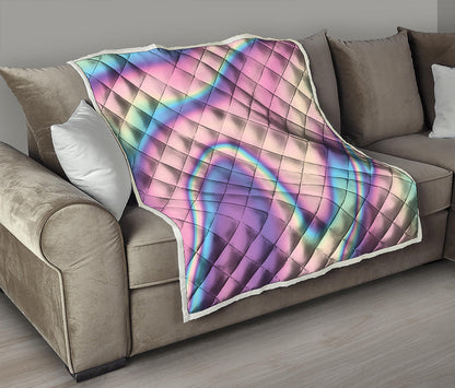 Pink And Teal Holographic Print Quilt