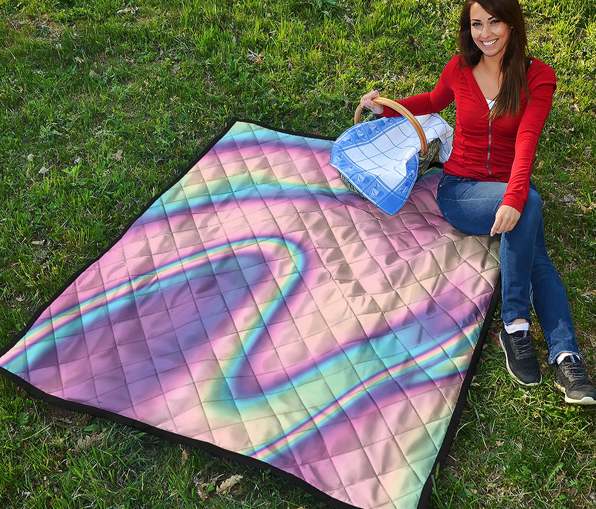 Pink And Teal Holographic Print Quilt