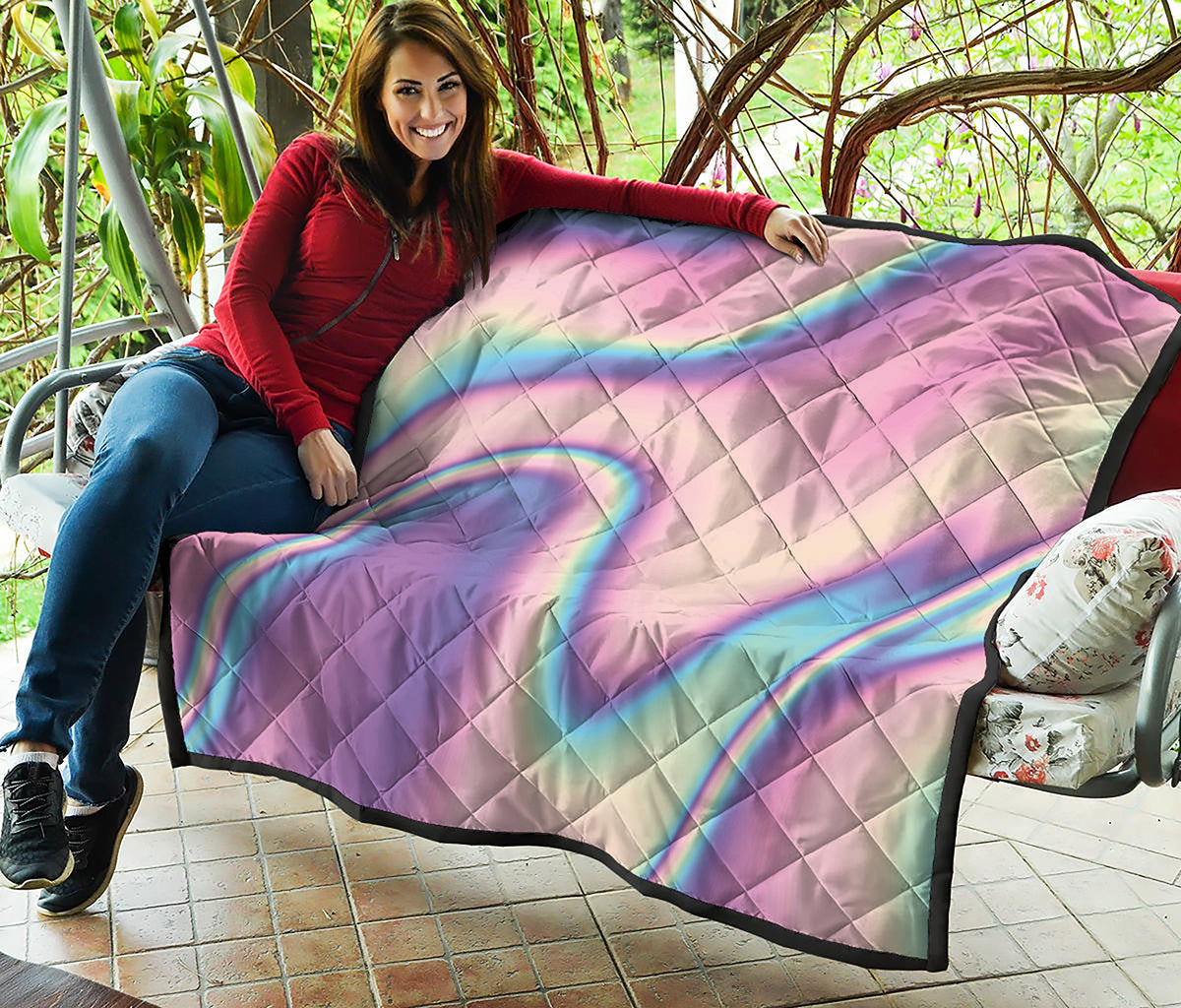 Pink And Teal Holographic Print Quilt