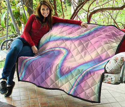 Pink And Teal Holographic Print Quilt
