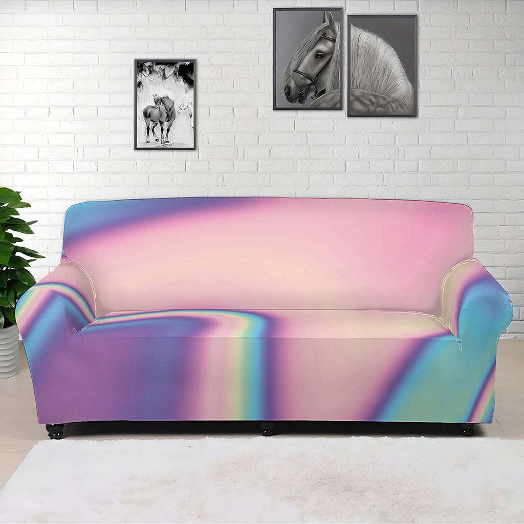 Pink And Teal Holographic Print Sofa Cover