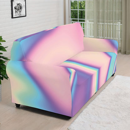 Pink And Teal Holographic Print Sofa Cover