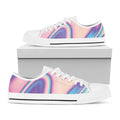 Pink And Teal Holographic Print White Low Top Sneakers