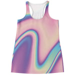 Pink And Teal Holographic Print Women's Racerback Tank Top