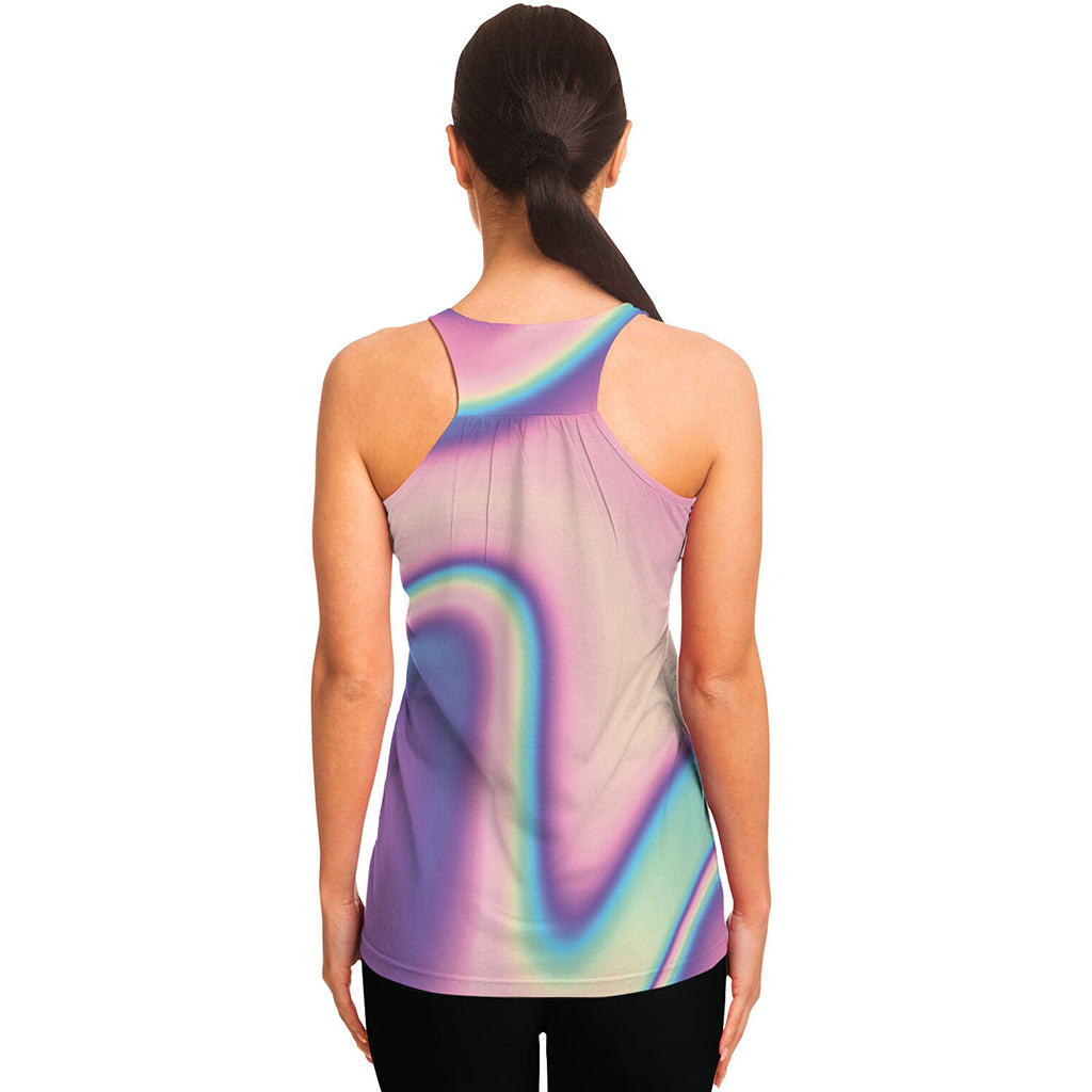 Pink And Teal Holographic Print Women's Racerback Tank Top