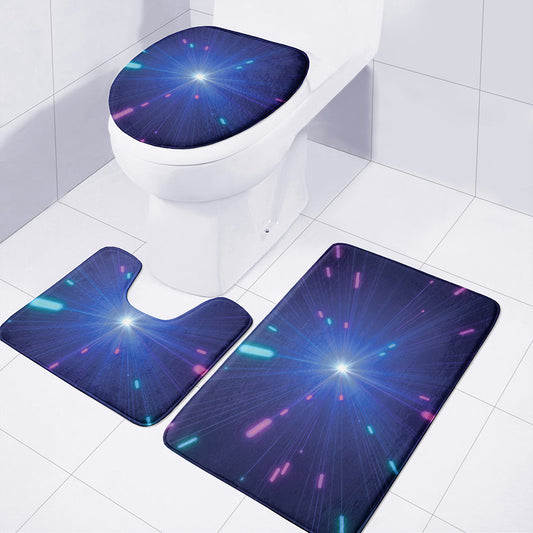 Pink And Teal Lights Speed Print 3 Piece Bath Mat Set
