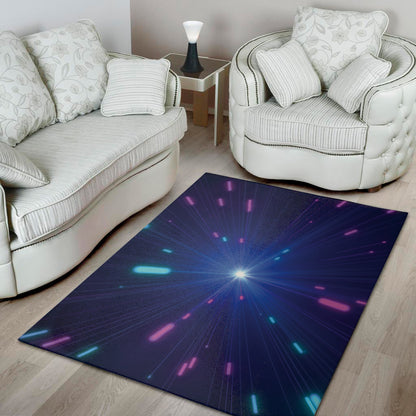 Pink And Teal Lights Speed Print Area Rug