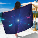 Pink And Teal Lights Speed Print Beach Sarong Wrap