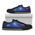 Pink And Teal Lights Speed Print Black Low Top Sneakers