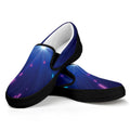 Pink And Teal Lights Speed Print Black Slip On Sneakers