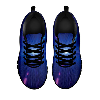 Pink And Teal Lights Speed Print Black Sneakers