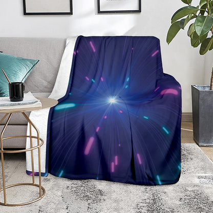 Pink And Teal Lights Speed Print Blanket