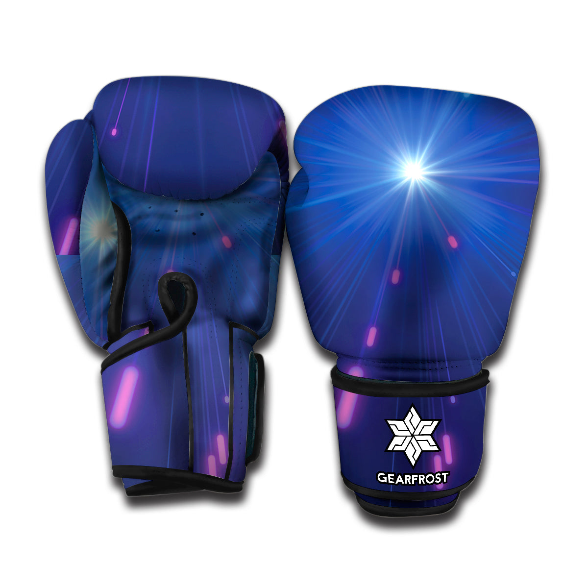 Pink And Teal Lights Speed Print Boxing Gloves
