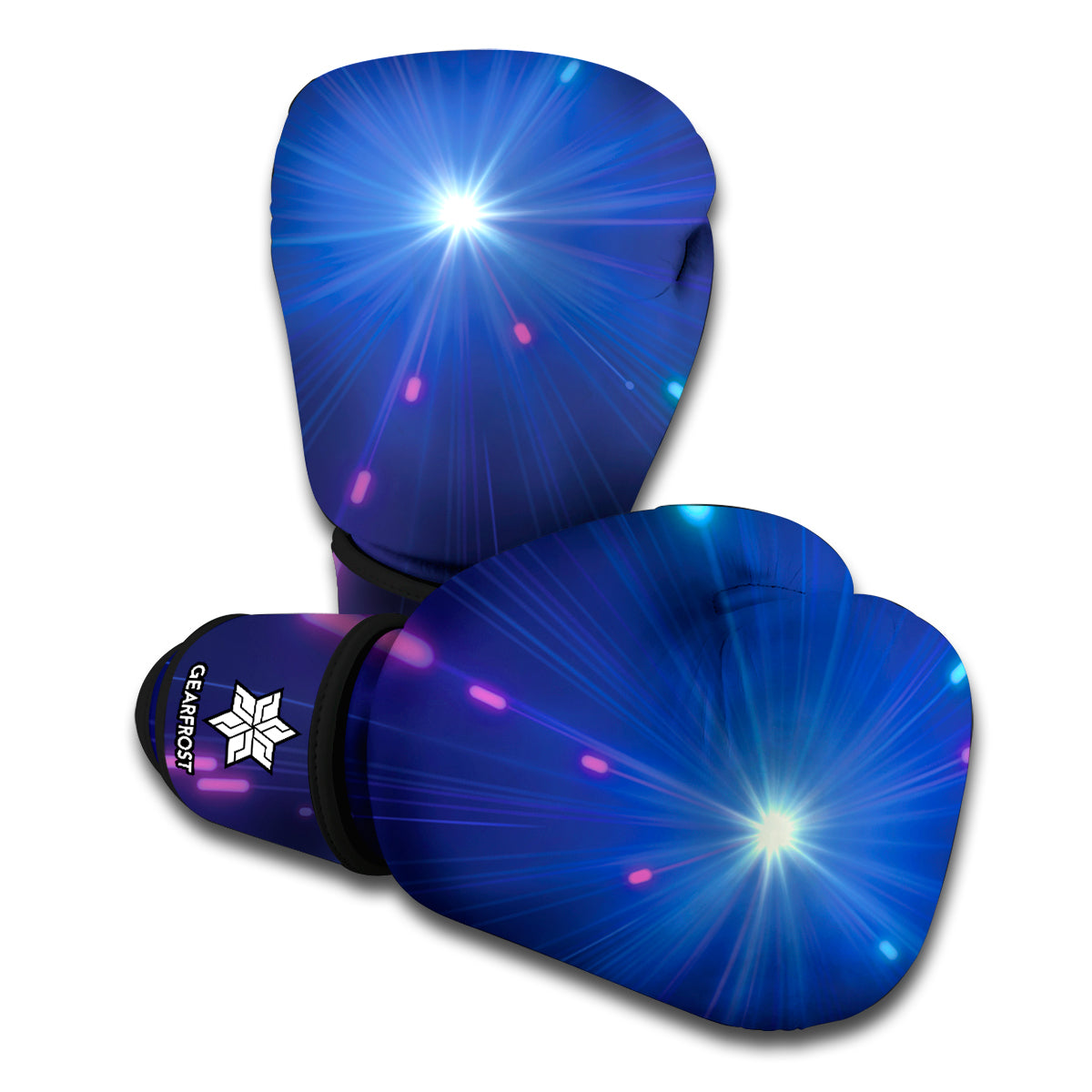 Pink And Teal Lights Speed Print Boxing Gloves