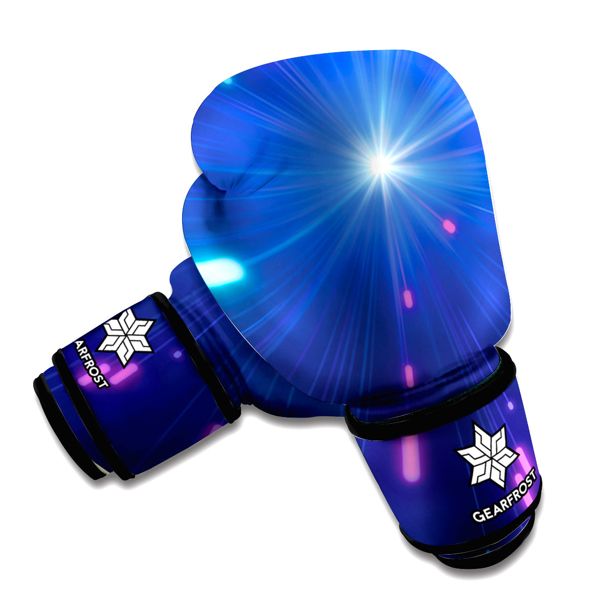 Pink And Teal Lights Speed Print Boxing Gloves