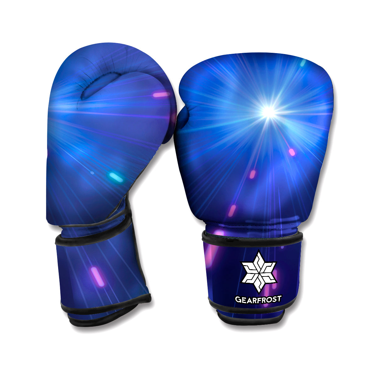 Pink And Teal Lights Speed Print Boxing Gloves
