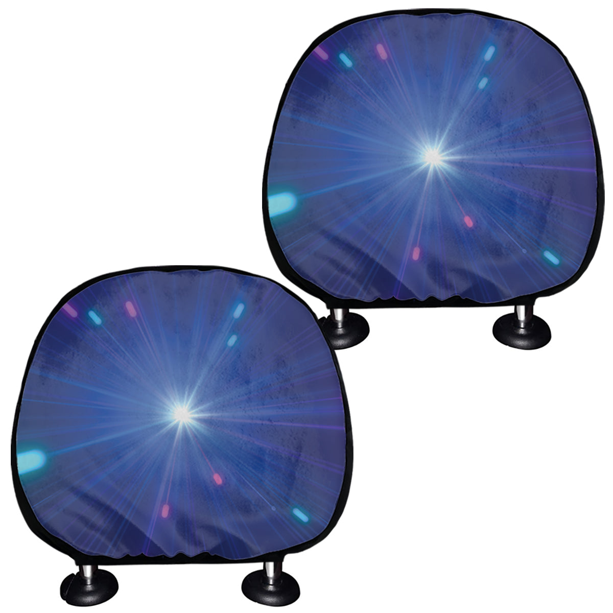 Pink And Teal Lights Speed Print Car Headrest Covers