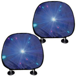 Pink And Teal Lights Speed Print Car Headrest Covers