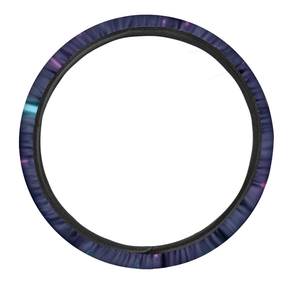 Pink And Teal Lights Speed Print Car Steering Wheel Cover