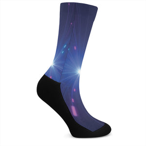 Pink And Teal Lights Speed Print Crew Socks