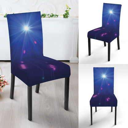 Pink And Teal Lights Speed Print Dining Chair Slipcover