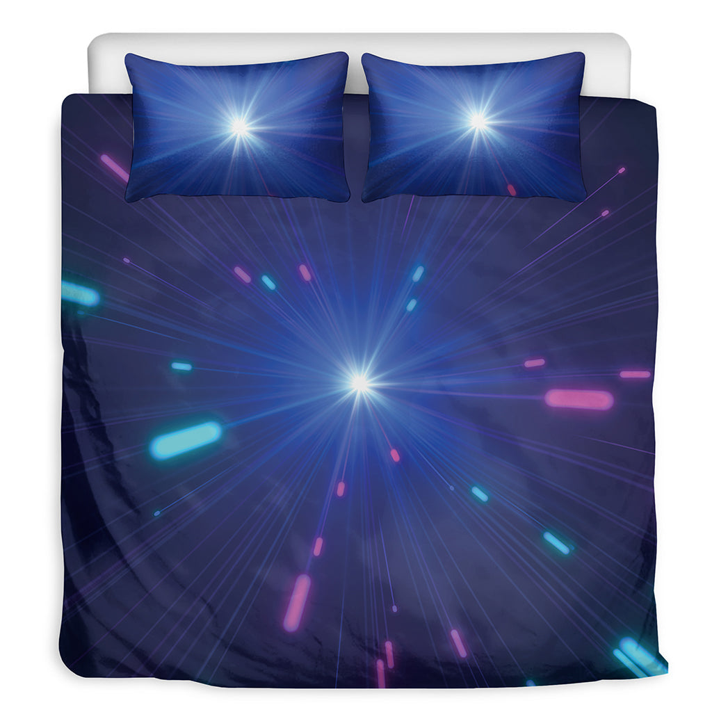 Pink And Teal Lights Speed Print Duvet Cover Bedding Set