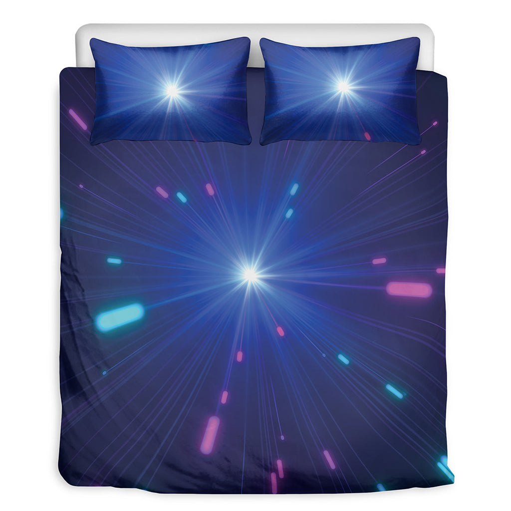 Pink And Teal Lights Speed Print Duvet Cover Bedding Set