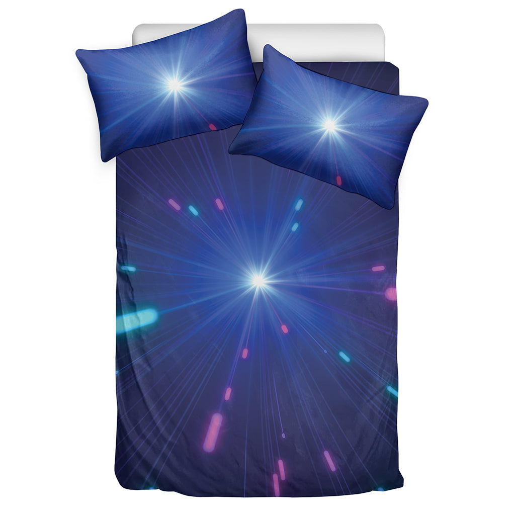 Pink And Teal Lights Speed Print Duvet Cover Bedding Set