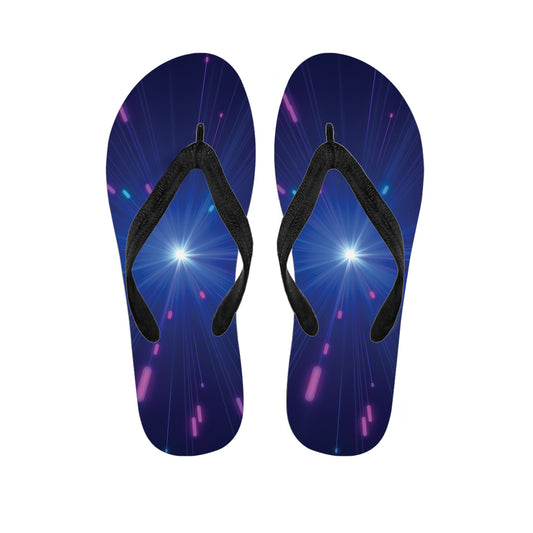 Pink And Teal Lights Speed Print Flip Flops