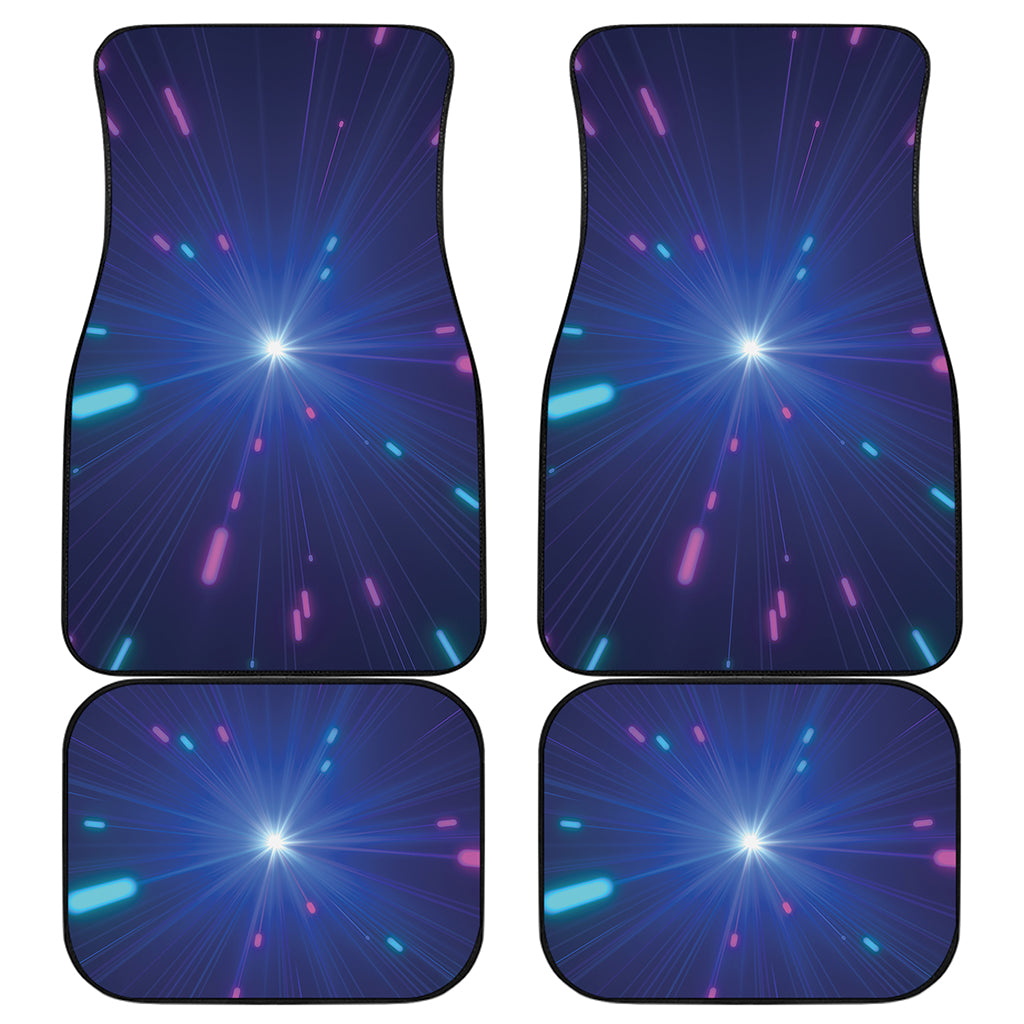 Pink And Teal Lights Speed Print Front and Back Car Floor Mats