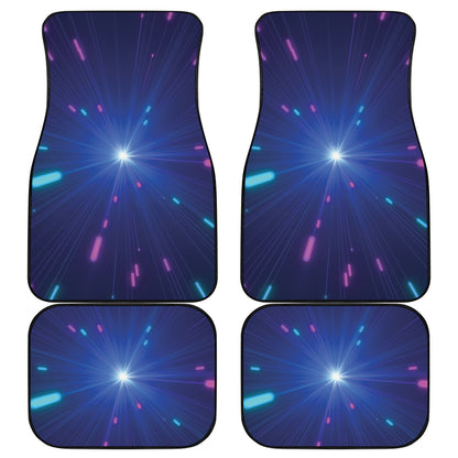 Pink And Teal Lights Speed Print Front and Back Car Floor Mats