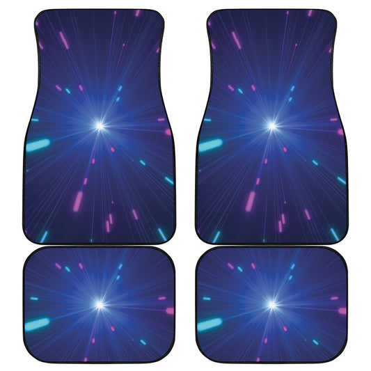 Pink And Teal Lights Speed Print Front and Back Car Floor Mats