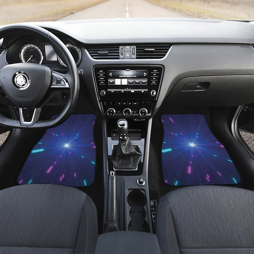 Pink And Teal Lights Speed Print Front and Back Car Floor Mats