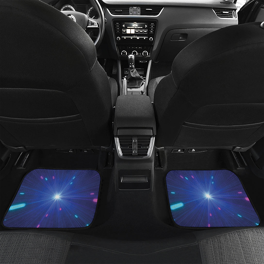 Pink And Teal Lights Speed Print Front and Back Car Floor Mats